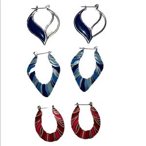 3 Pair Vintage Hinged Hoop Earrings